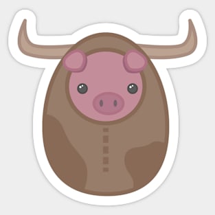 Pleasantly Plump Piggy as a Cow Sticker